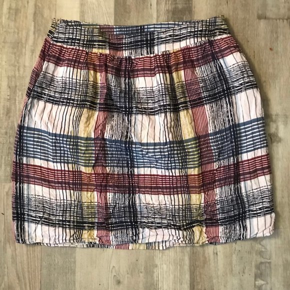 Anthropologie Mini Plaid Color Block Summer Skirt - Picture 2 of 5